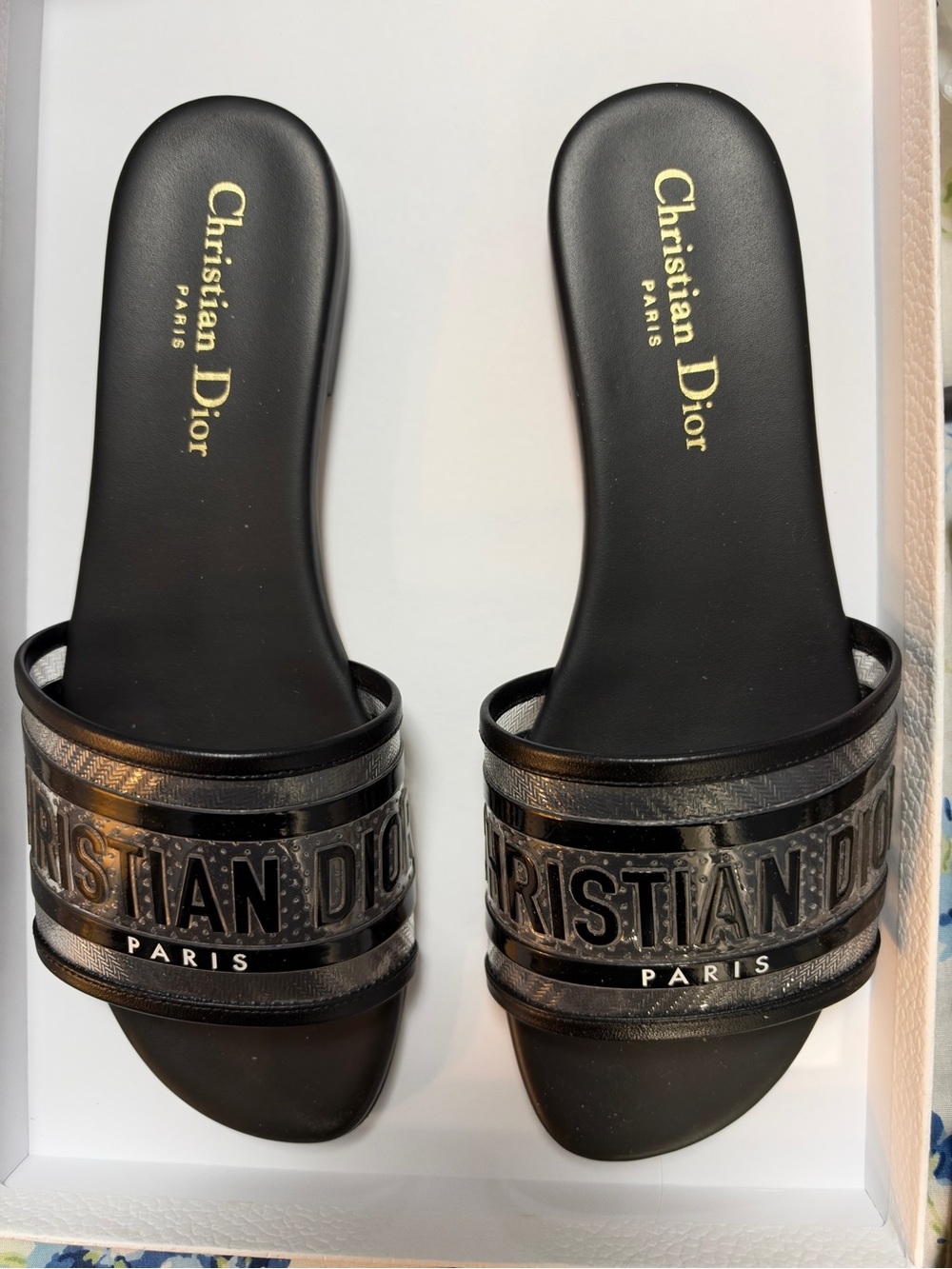 Dior Black Christian Dior Logo Slide Sandals